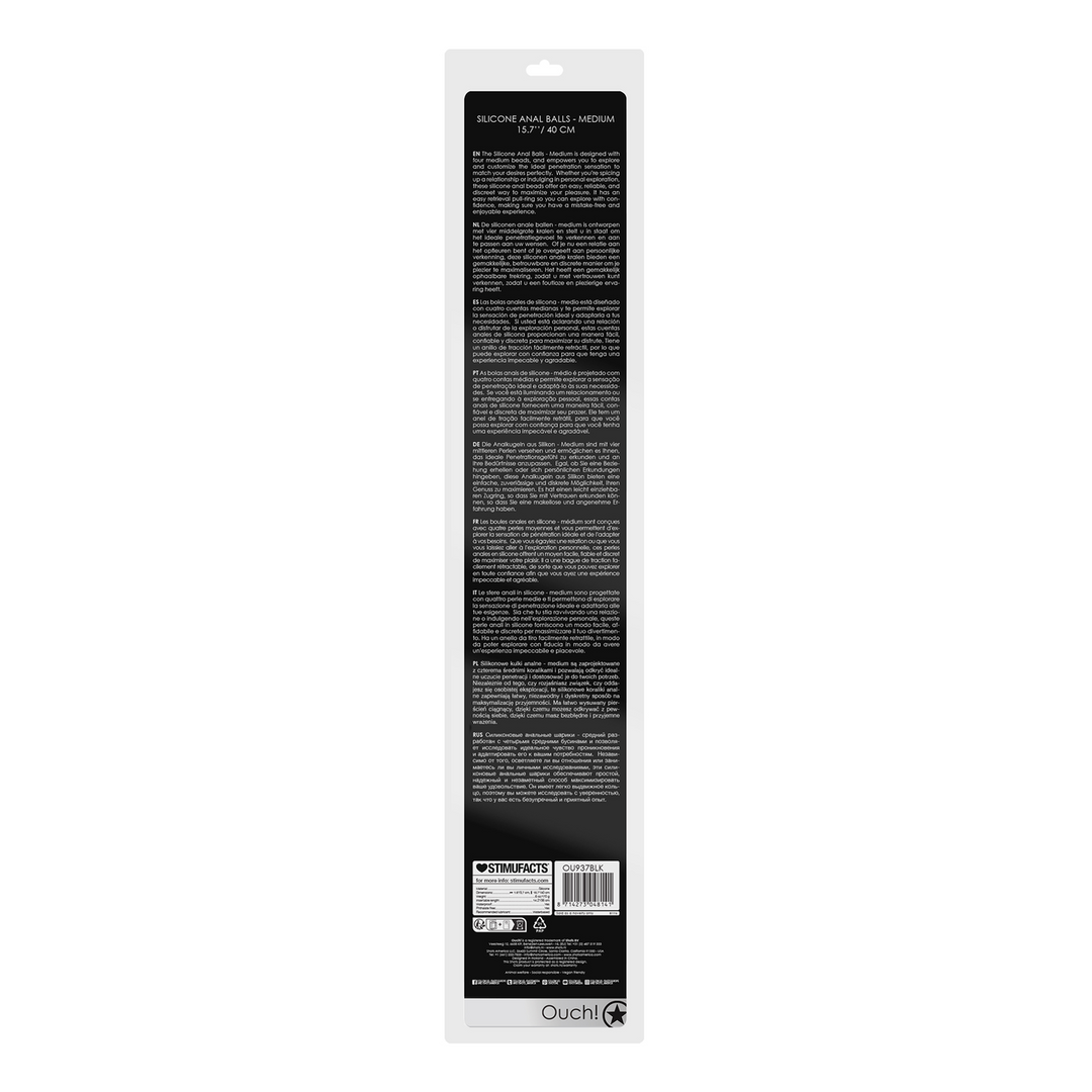 Ouch! by shots Silicone Anale Ballen - Medium - Zwart (8714273048141)