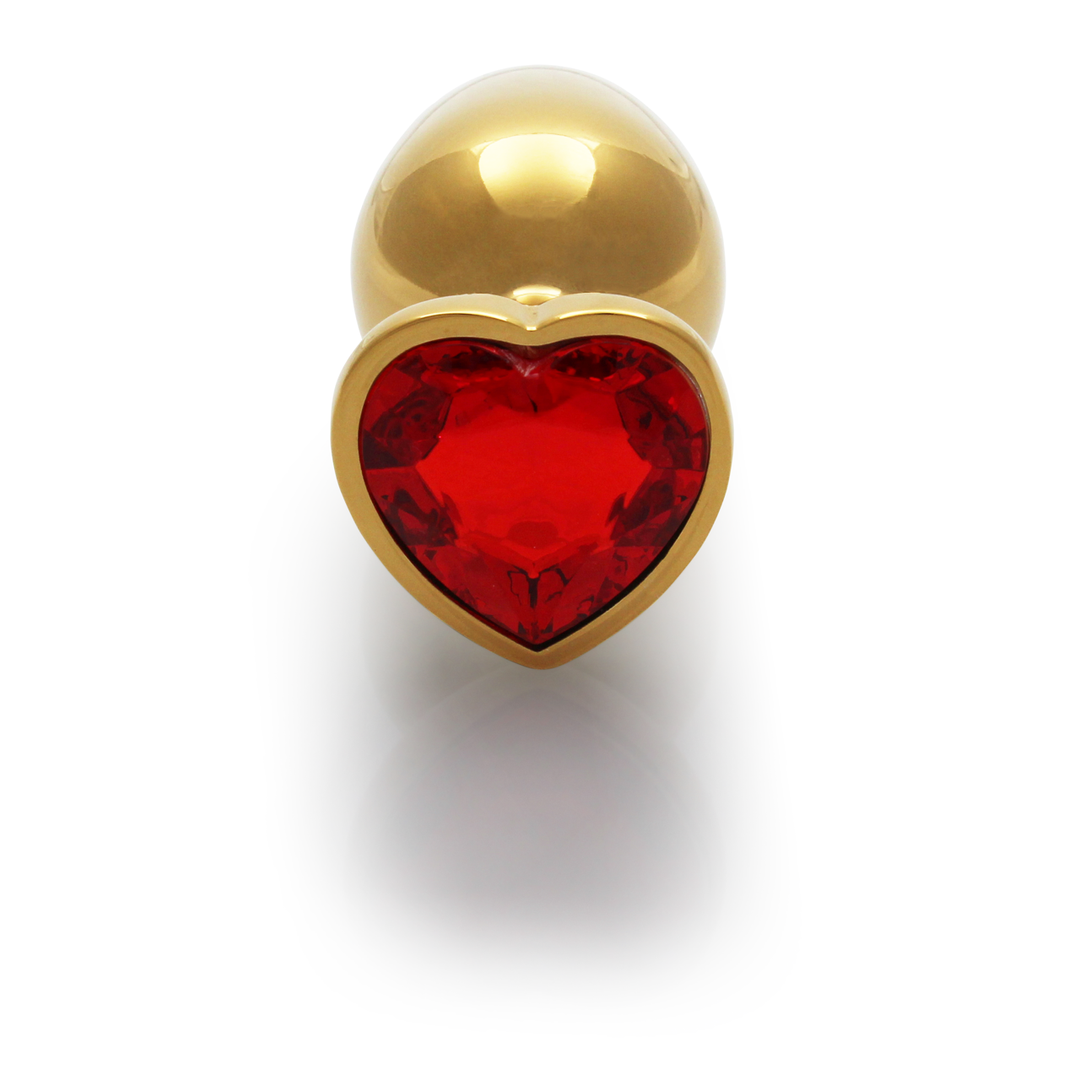 Ouch! by shots Hart Edelhart Buttplug - Groot - Goud/Ruby Rood (8714273493064)
