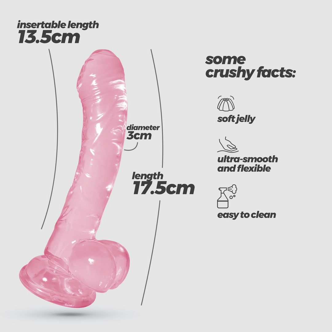 Crushious Hudini - Jelly Flexibele Anale Dildo - 6,9/ 17,5 cm - Roze (7403254158801)