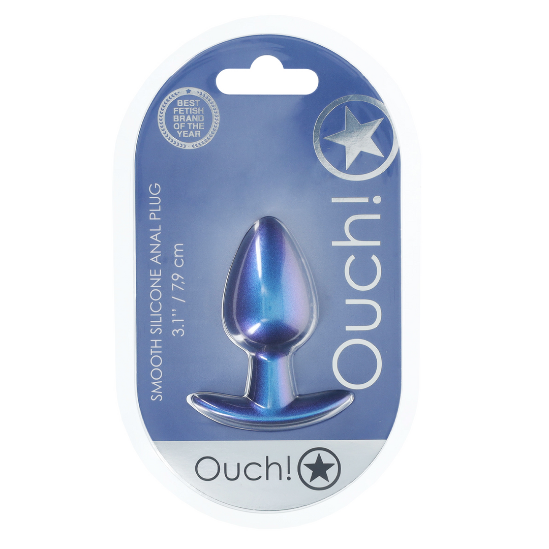 Ouch! by shots Geleidelijke Silicone Anale Plug - Medium - 3.1 / 7,9 cm - Metallic Blauw (8714273056863)