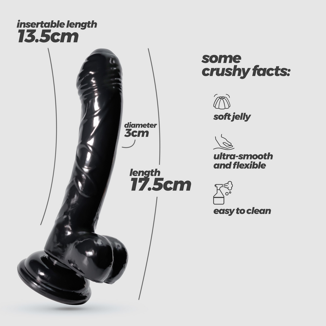 Crushious Hudini - Jelly Flexibele Anale Dildo - 6,9/ 17,5 cm - Zwart (7403254158825)