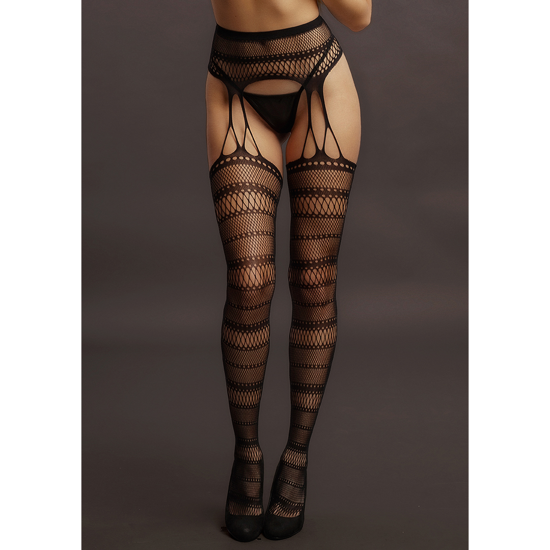 Le désir by shots Suspender Gestreepte Panty - One Size (8714273495907)