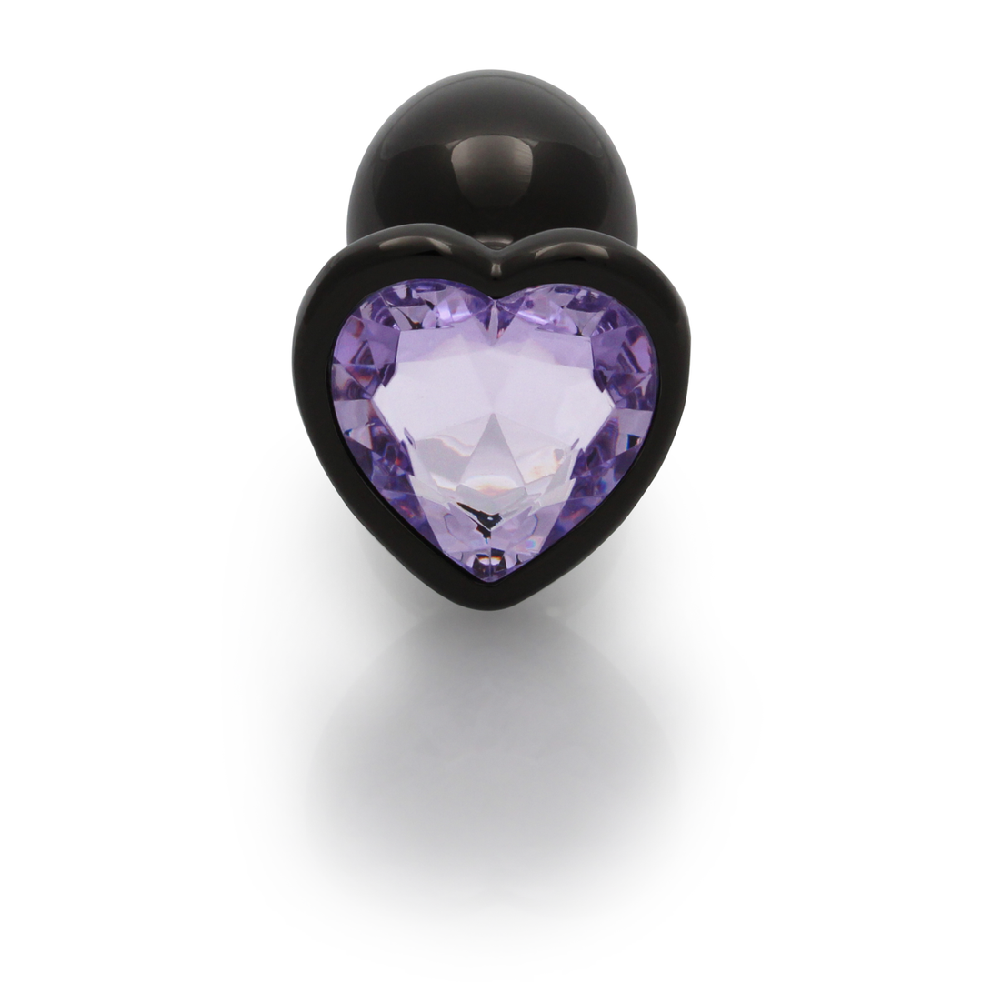 Ouch! by shots Heart Gem Butt Plug - Klein - Gunmetal/Amethyst Paars (8714273493347)