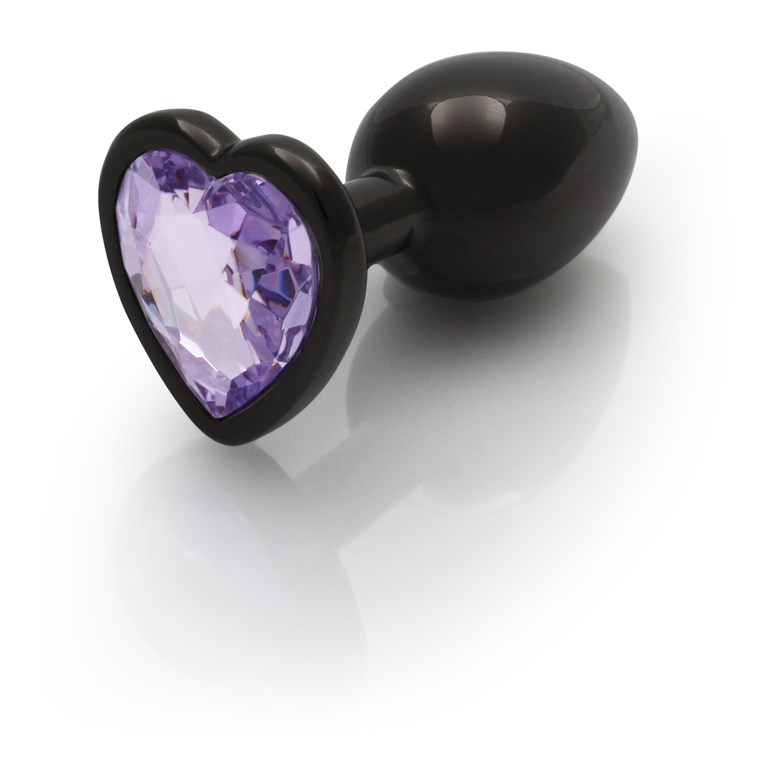 Ouch! by shots Heart Gem Butt Plug - Klein - Gunmetal/Amethyst Paars (8714273493347)