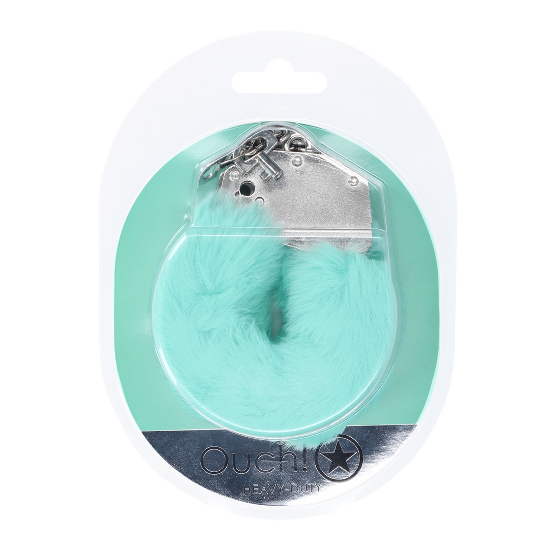 Ouch! by shots Zware Fluffy Handboeien - Poeder Groen (8714273043085)