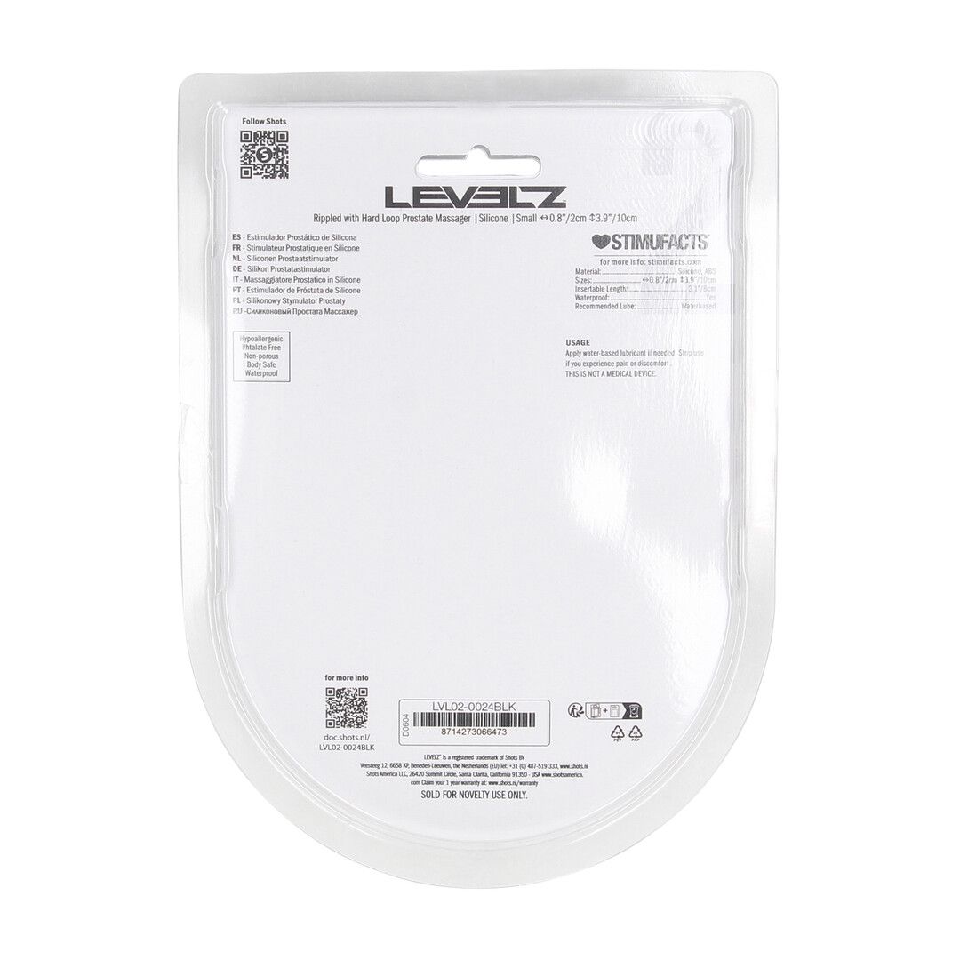 Levelz by shots Geribbelde Hard Loop Silicone Prostaat Massager - S - Zwart (8714273066473)