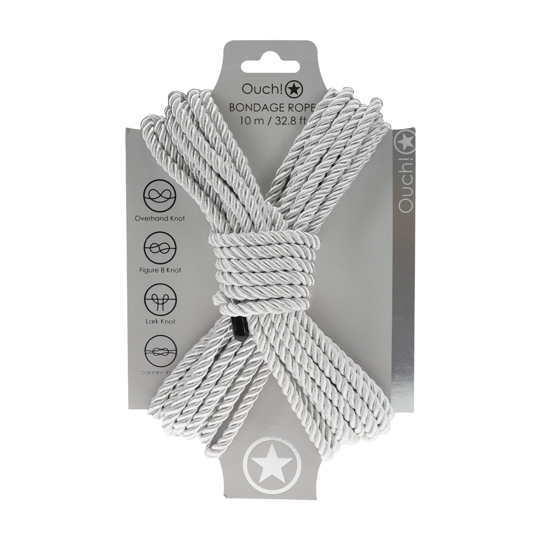 Ouch! by shots Polyester Bondage Touw - 10 m / 32,8 ft - Zilver (8714273059475)