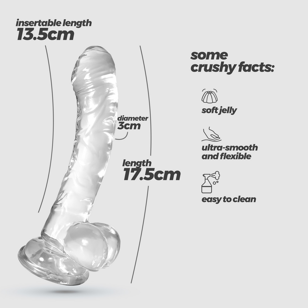 Crushious Hudini - Jelly Flexibele Anale Dildo - 6,9/ 17,5 cm - Doorzichtig (7403254158795)