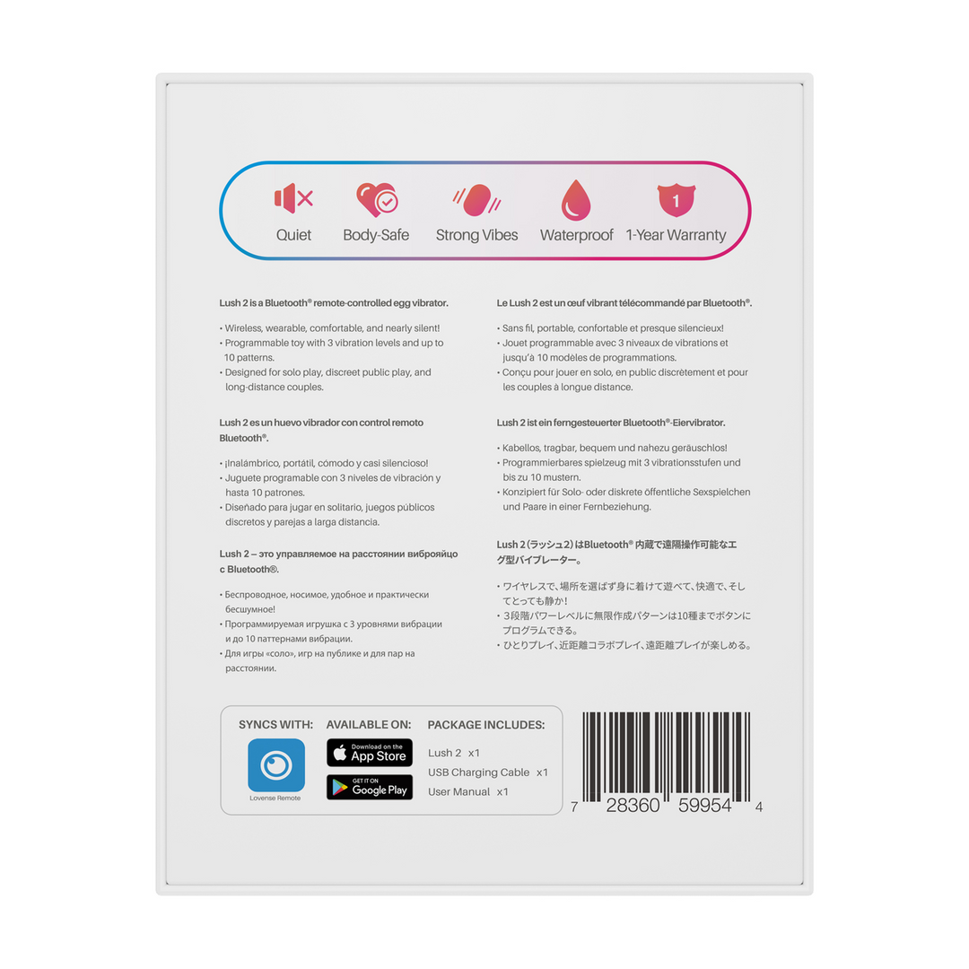 Lovense Lush 2 - Krachtige App-gestuurde Draagbare G-spot Ei Vibrator - Roze (728360599544)