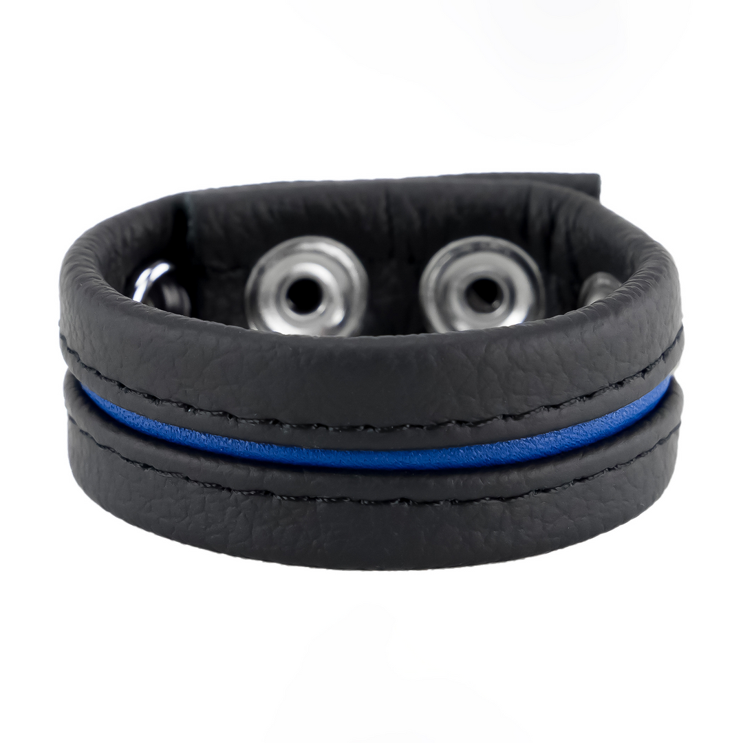 Red leather Verstelbare Leren Cockring - Blauw (3662811230679)