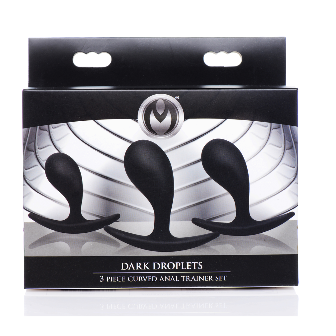 Xr brands Dark Droplets - 3-delige Gebogen Anale Trainer Set - Zwart (848518036674)