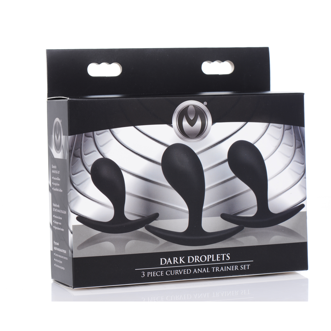 Xr brands Dark Droplets - 3-delige Gebogen Anale Trainer Set - Zwart (848518036674)