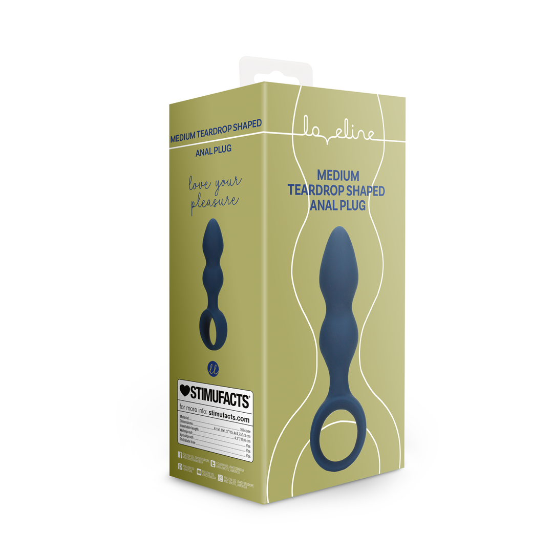 Loveline by shots Druppelvormige Anale Plug - Medium - Baltisch Blauw (8714273050779)