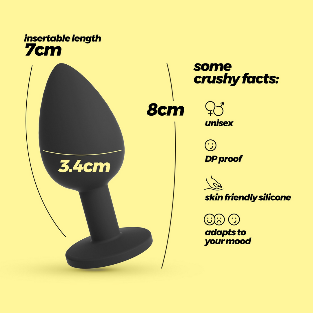 Crushious Camileo - Anale Plug met Vier Verwisselbare Edelstenen - Medium - Zwart (7403254158573)