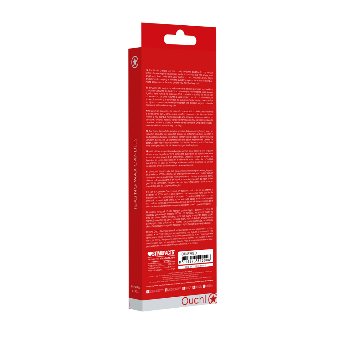 Ouch! by shots Plagen Kaarsen - 4 Stuks - Groot - Rood (8714273545008)