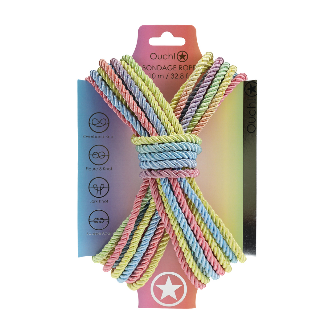 Ouch! by shots Polyester Bondage Touw - 10 m - Multicolor Pastel (8714273059413)