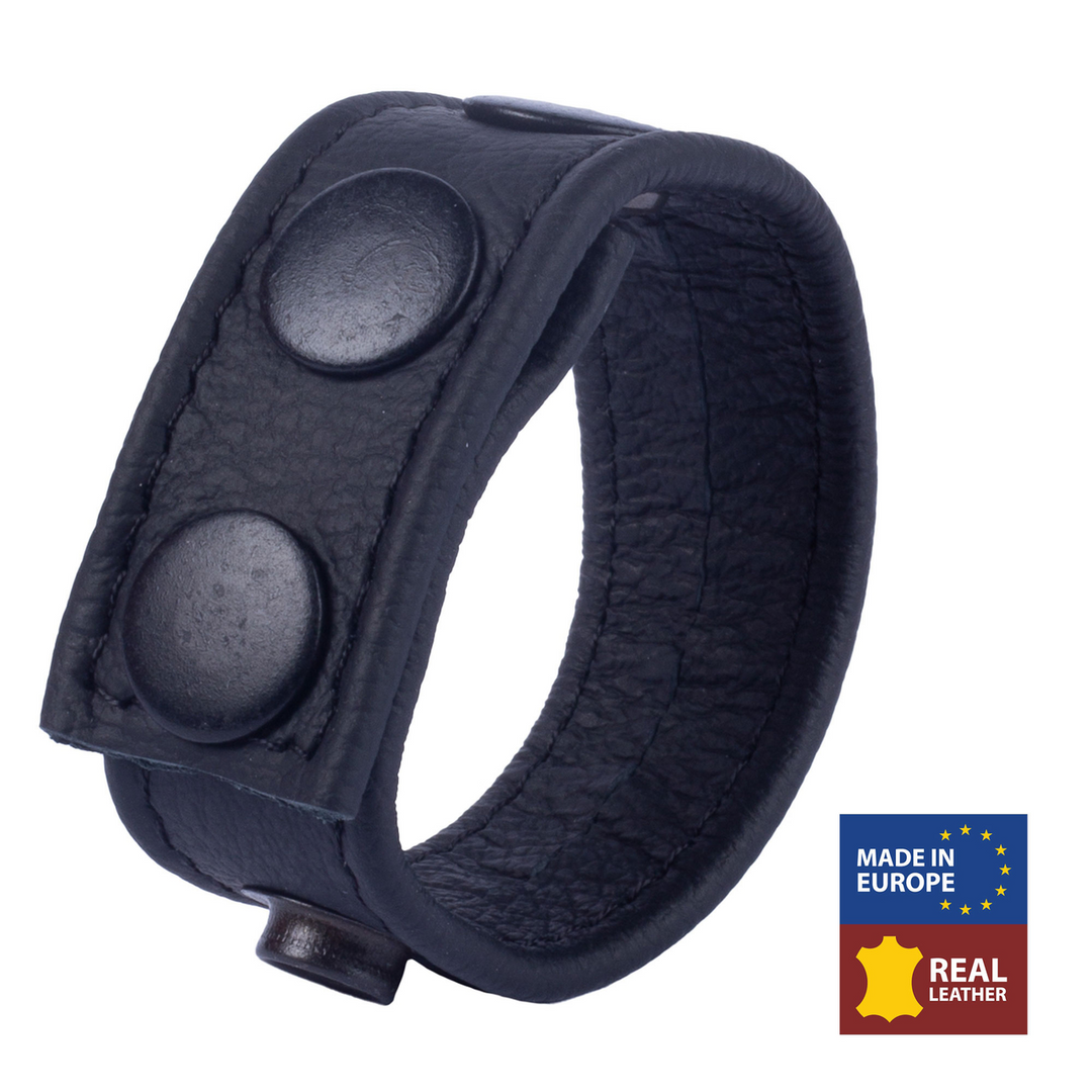 Red leather Cocky - Verstelbare Leren Cockring - Zwart (3662811297122)