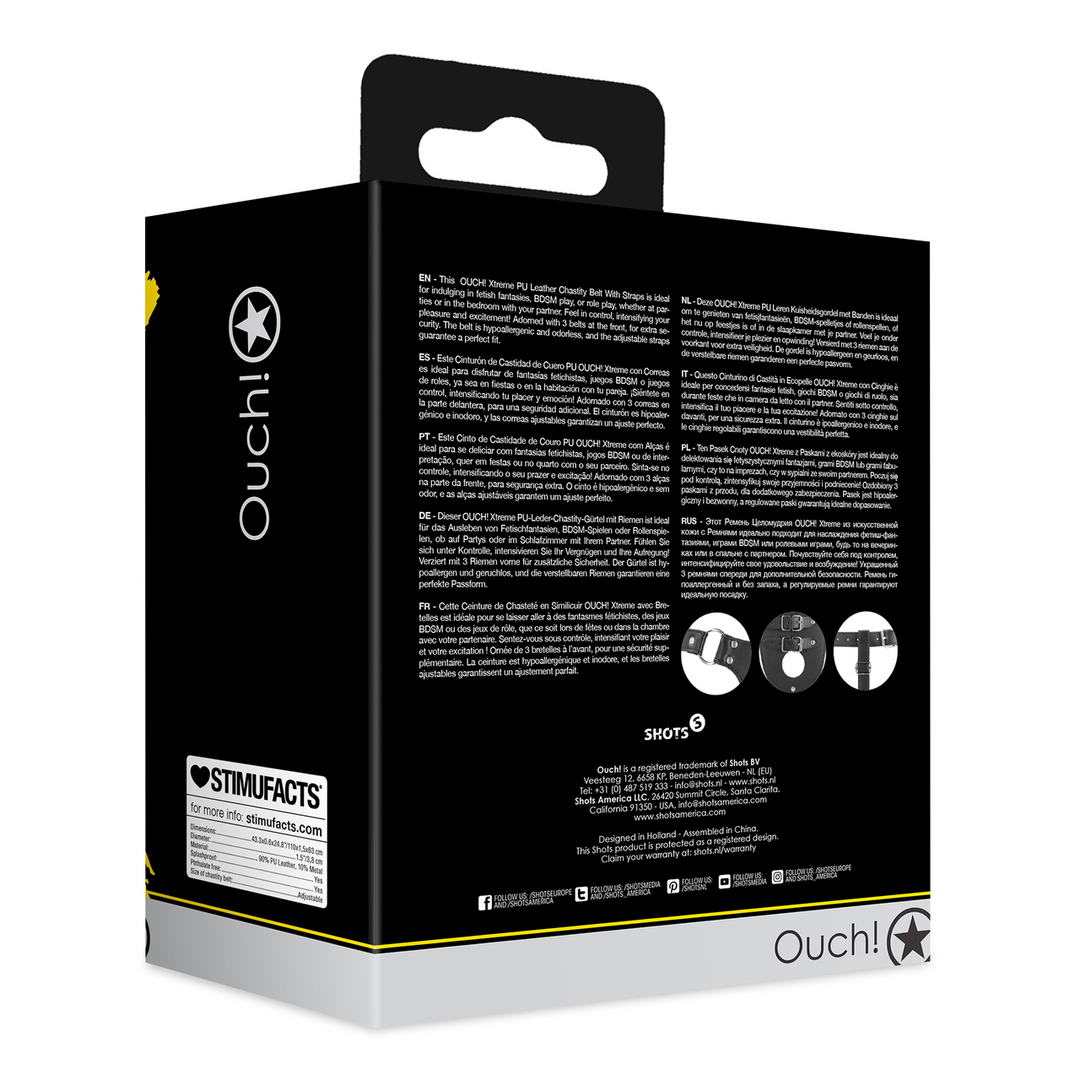 Ouch! by shots PU Leren Kuisheidsriem met Bandjes - Zwart (8714273044280)