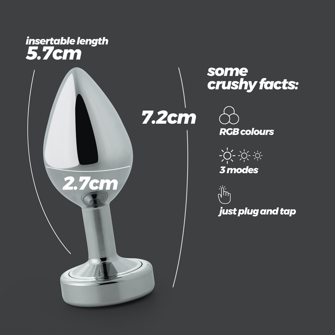 Crushious Borealis - Metalen Anale Plug met LED RGB - Klein - Zilver (7403254158528)