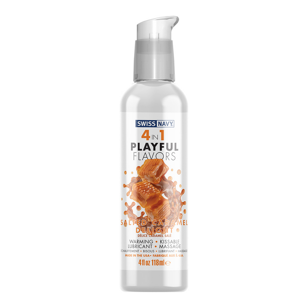 Swiss navy 4 in 1 Playful Flavors - Lubricant with Salted Caramel Delight Flavor - 4 fl oz / 118 ml (699439006259)