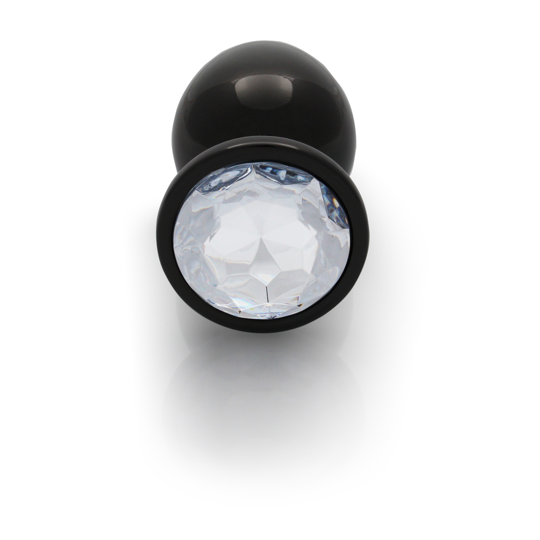 Ouch! by shots Ronde Edelsteen Butt Plug - Groot - Gunmetal/Diamant (8714273493279)