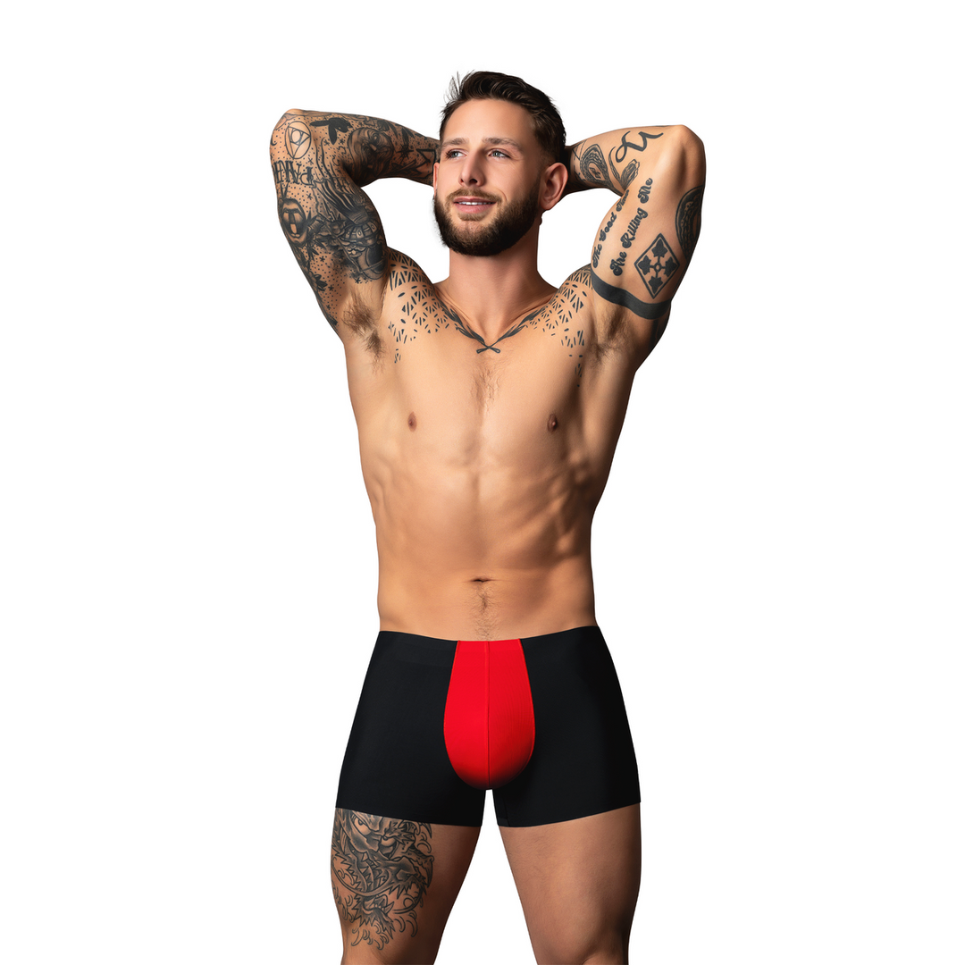 Male power Pouch Short - L - Zwart/Rood (845830094900)