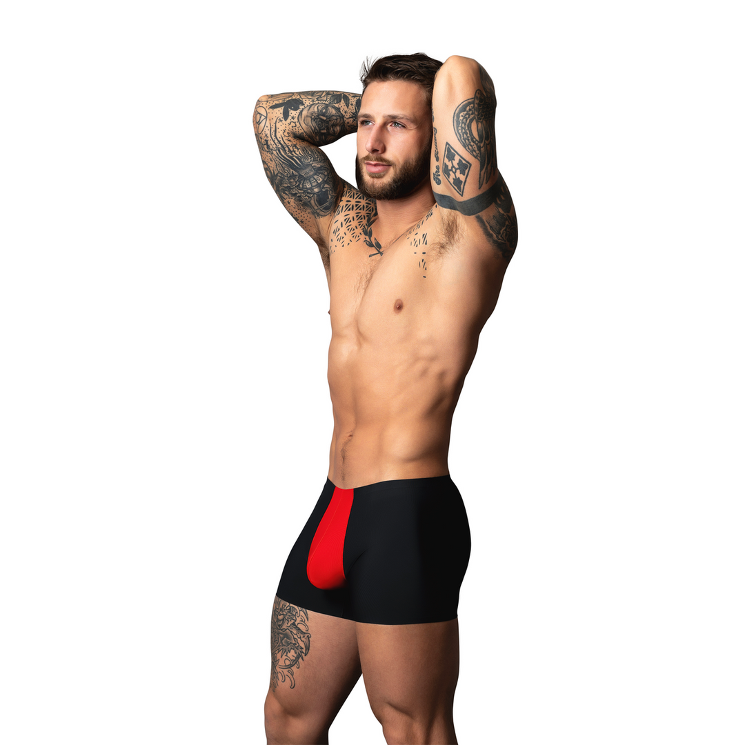 Male power Pouch Short - L - Zwart/Rood (845830094900)