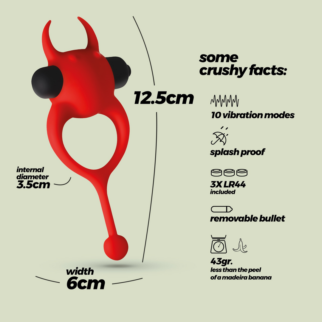Crushious Daemon - Vibrerende Cockring - Rood (7403254159679)