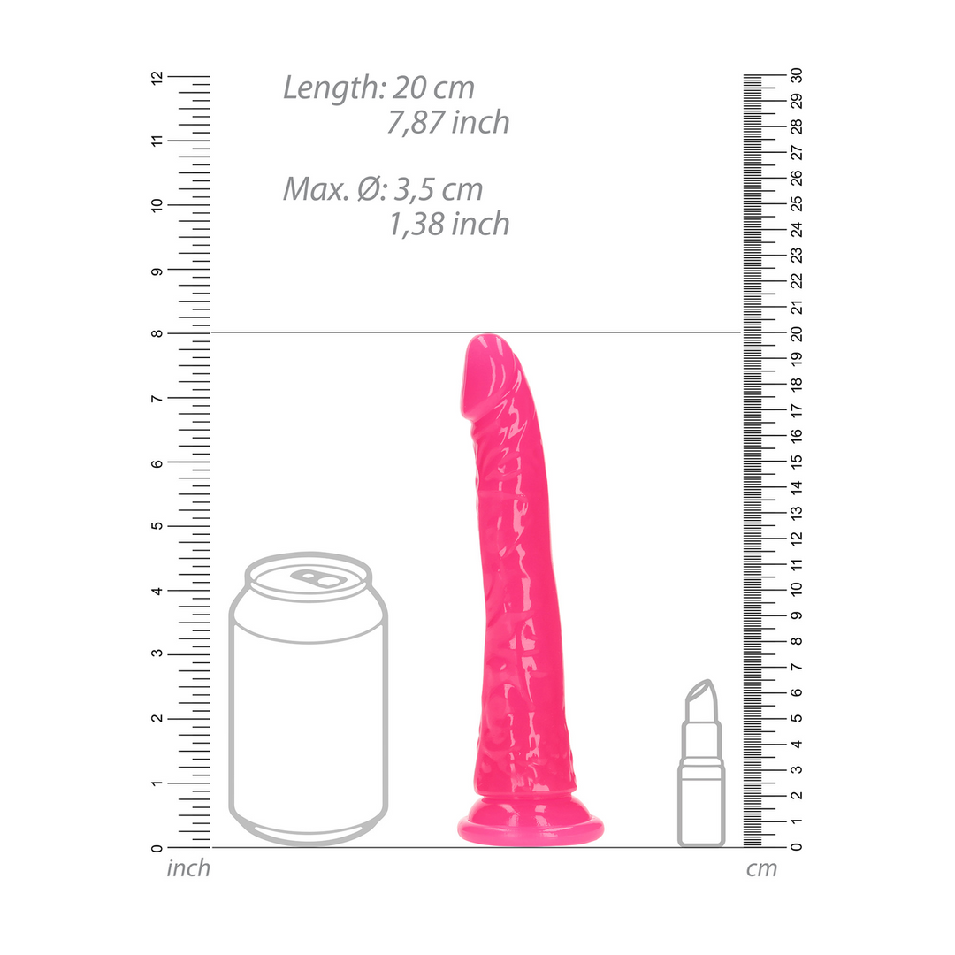 Realrock by shots Slim Realistisch Dildo met Zuignap - Glow in the Dark - 7'' / 18 cm (8714273493941)