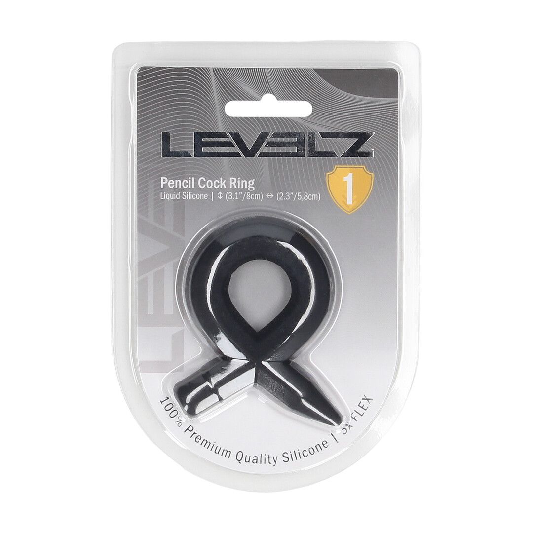 Levelz by shots Pencil Liquid Silicone Cockring - Zwart (8714273063588)