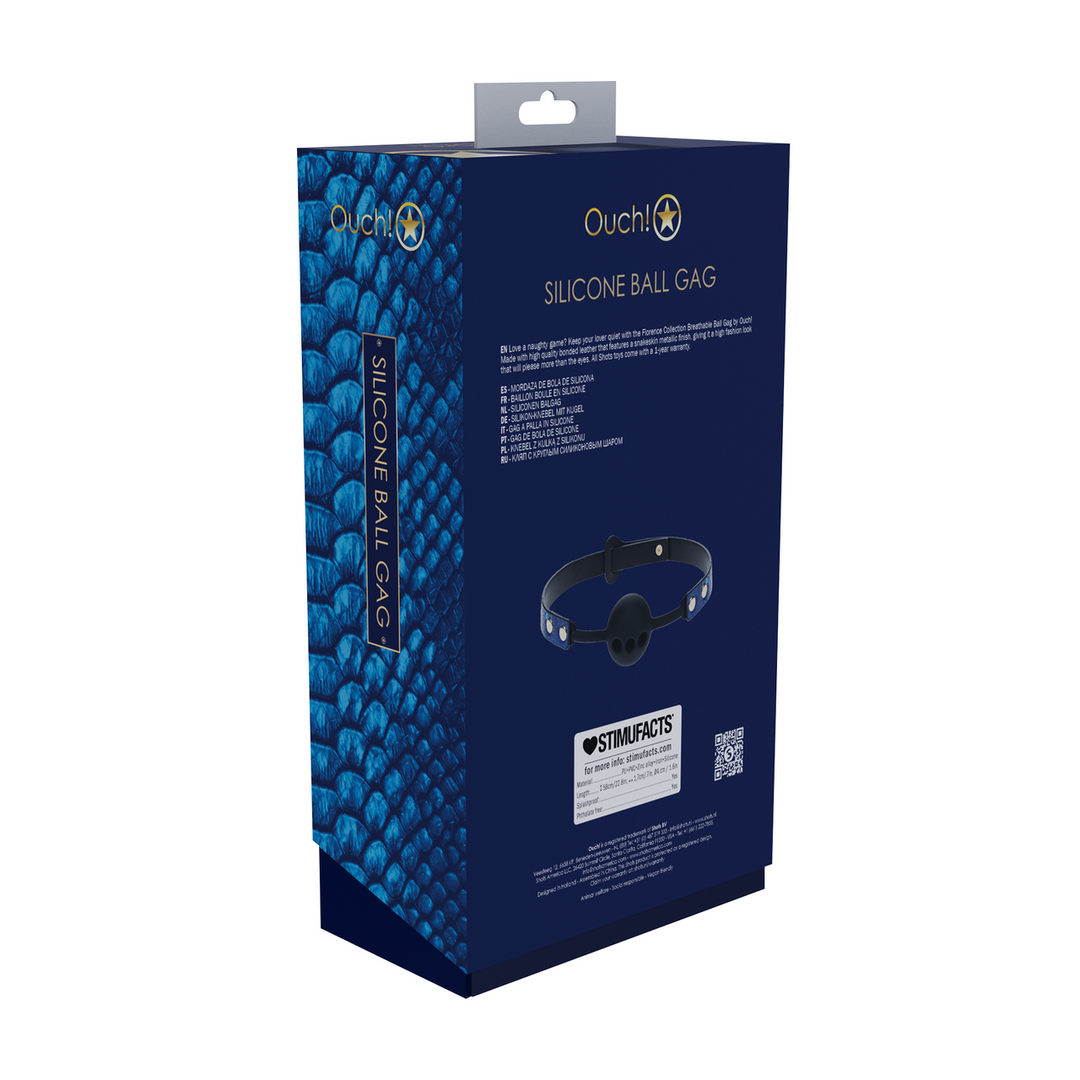 Ouch! by shots Florence Collectie - Siliconen Ball Gag - Blauw (8714273056542)