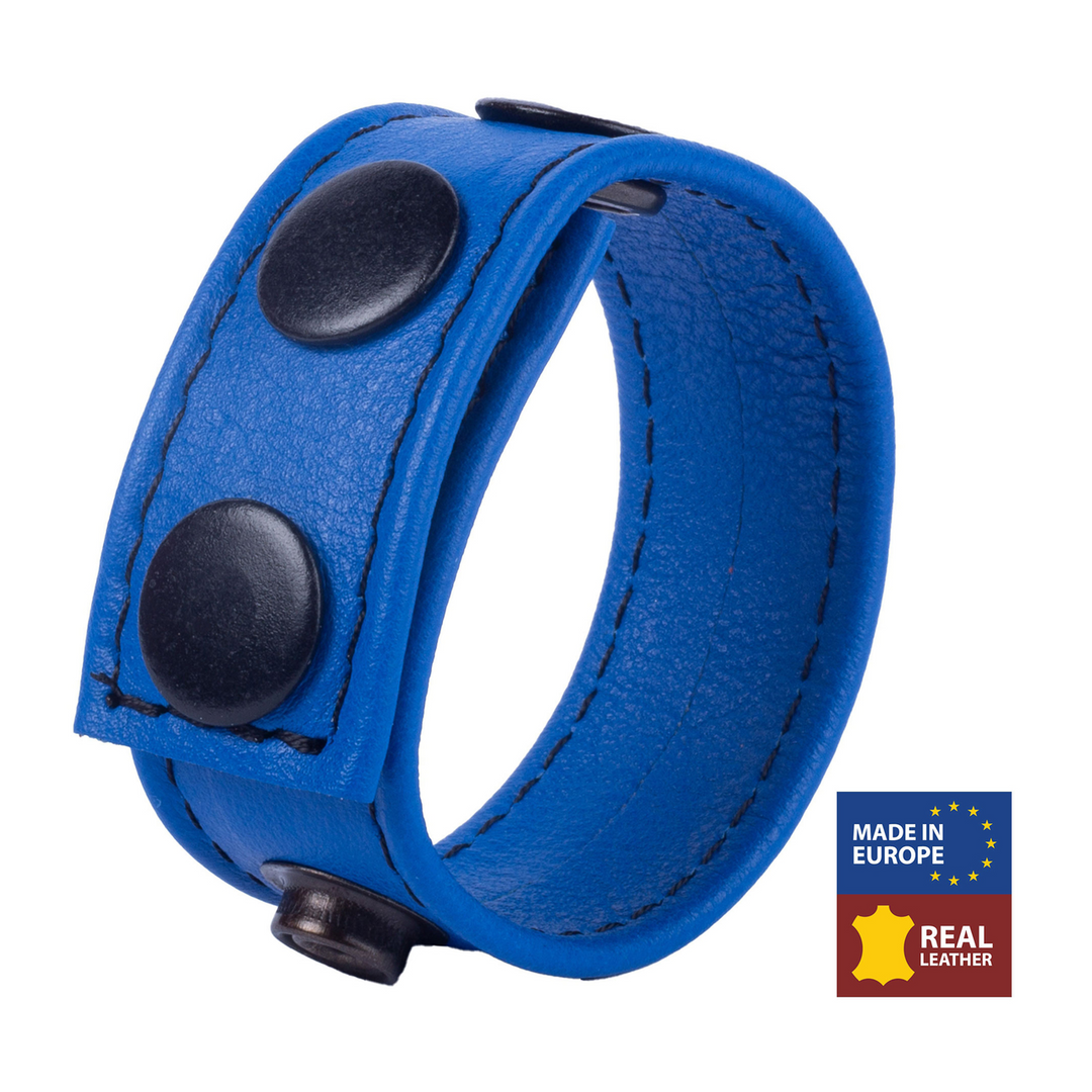 Red leather Cocky - Verstelbare Leren Cockring - Blauw (3662811297153)