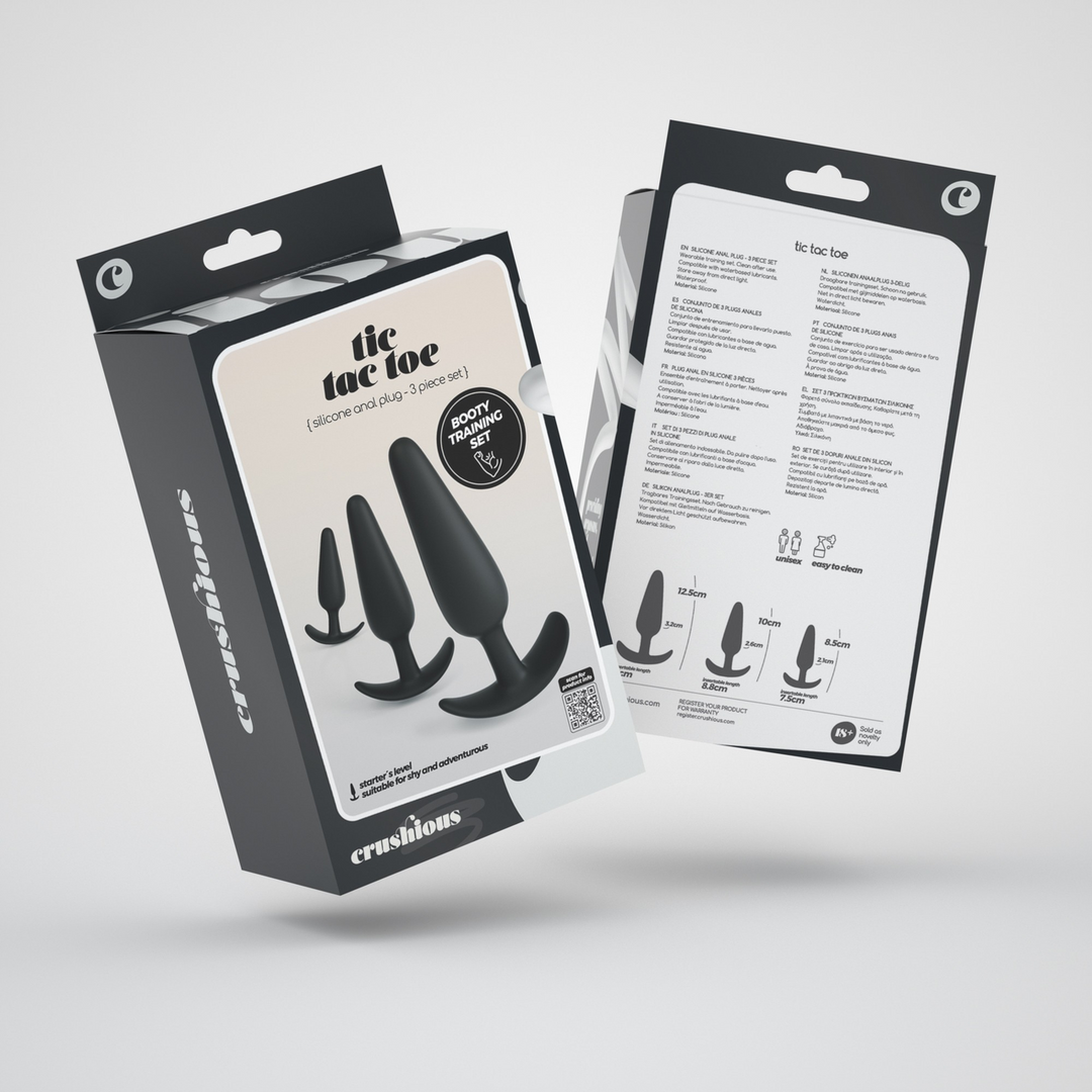 Crushious Tic Tac Toe - Anale Plug Trainingsset - Zwart (7403254158870)