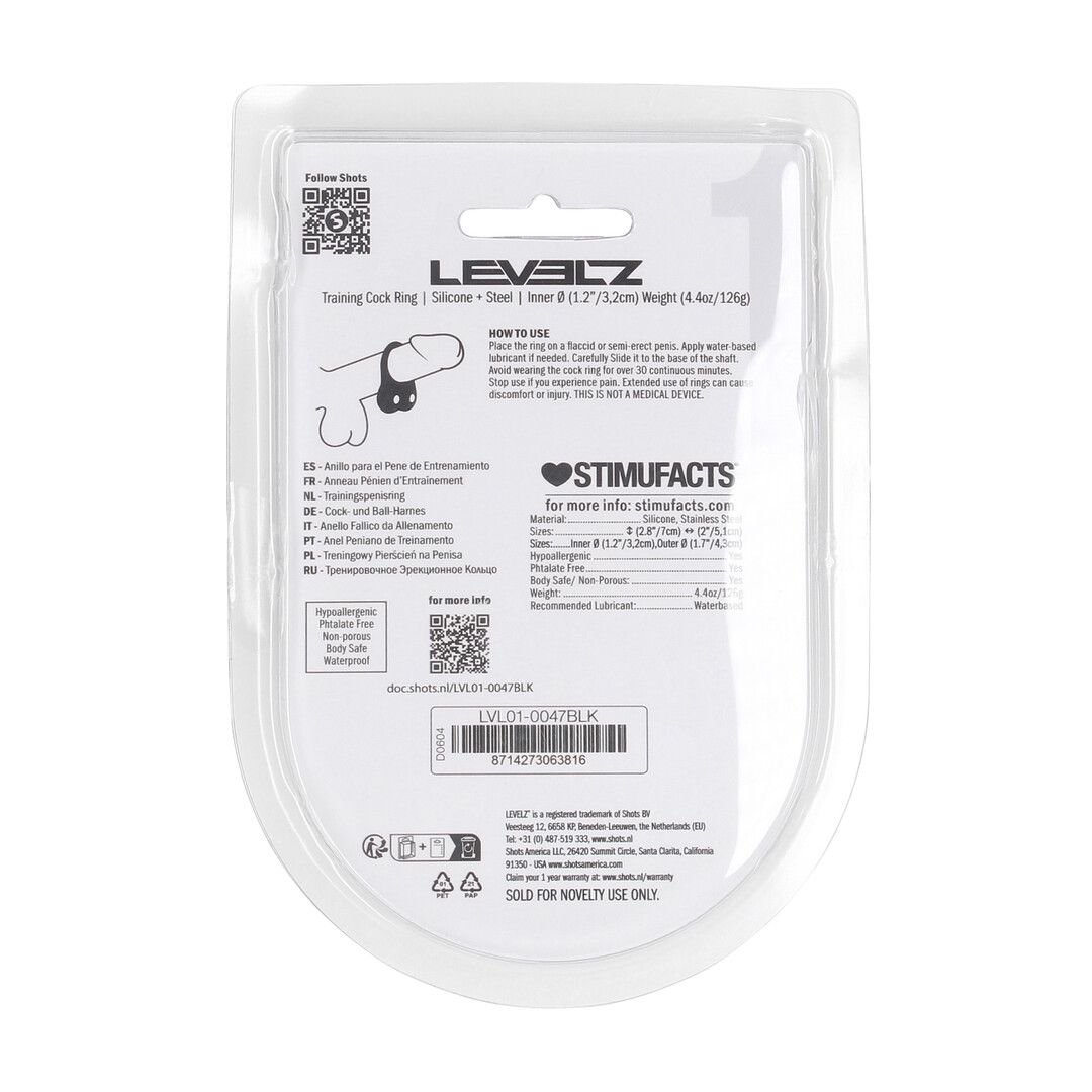 Levelz by shots Siliconen Trainings Cockring - M - Zwart (8714273063816)