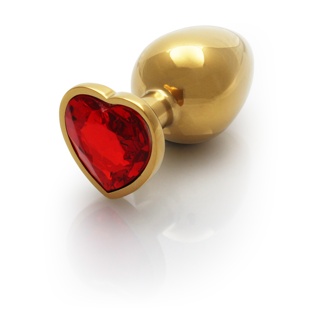 Ouch! by shots Hartje Gem Buttplug - Medium - Goud/Ruby Rood (8714273492999)