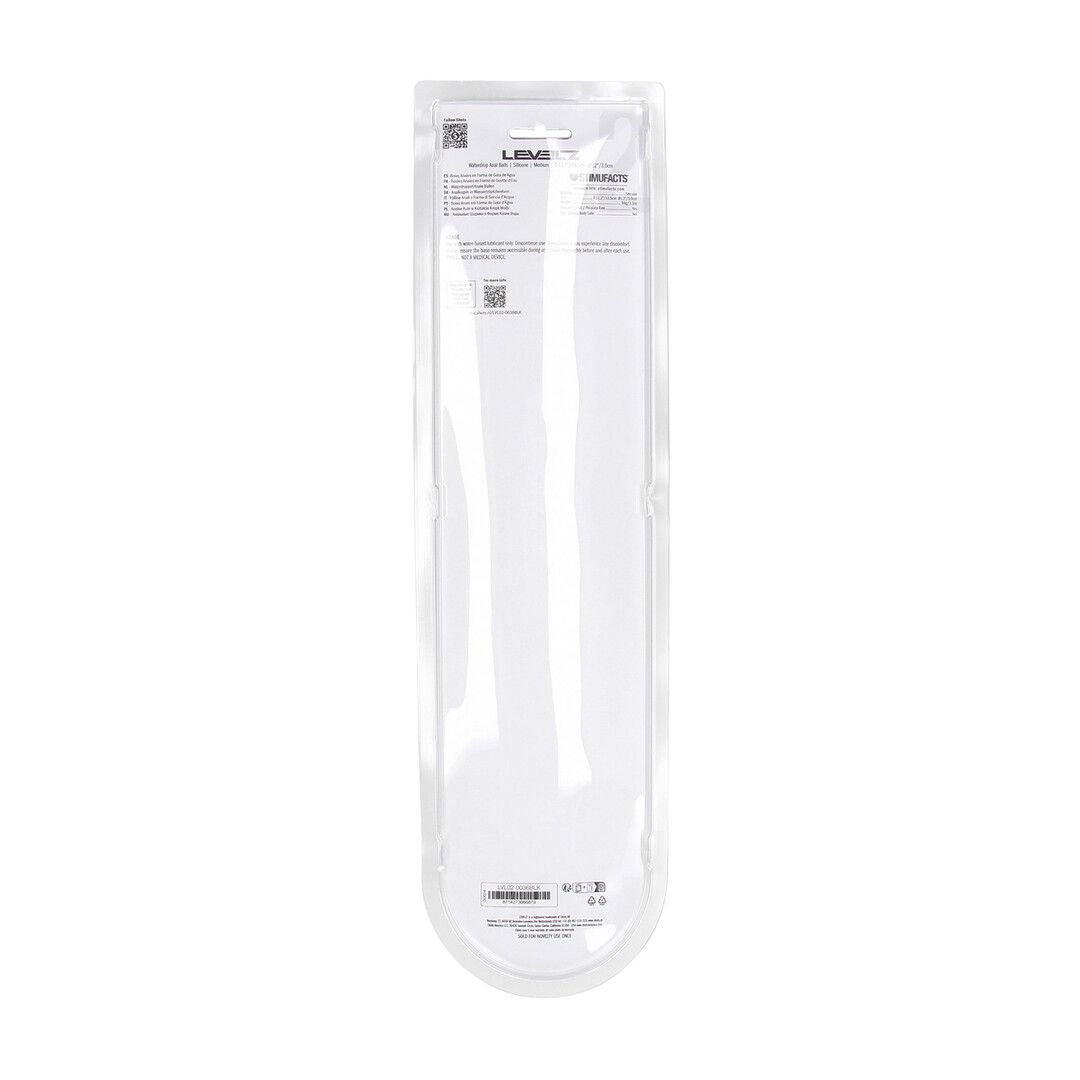 Levelz by shots Waterdrop Siliconen Anale Ballen - M - 30mm - Zwart (8714273066879)