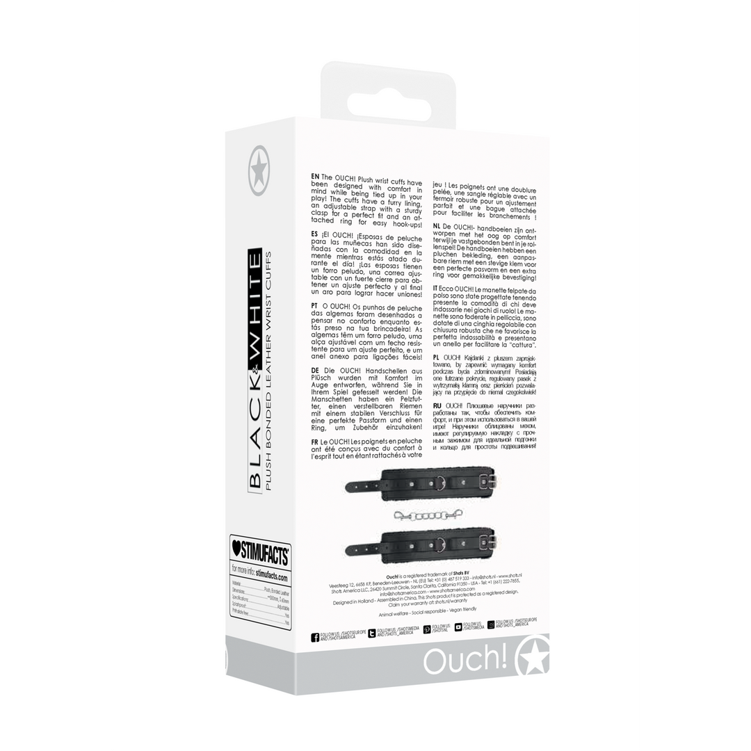 Ouch! by shots Pluche Gelijmde Leren Handboeien (7423522574539)