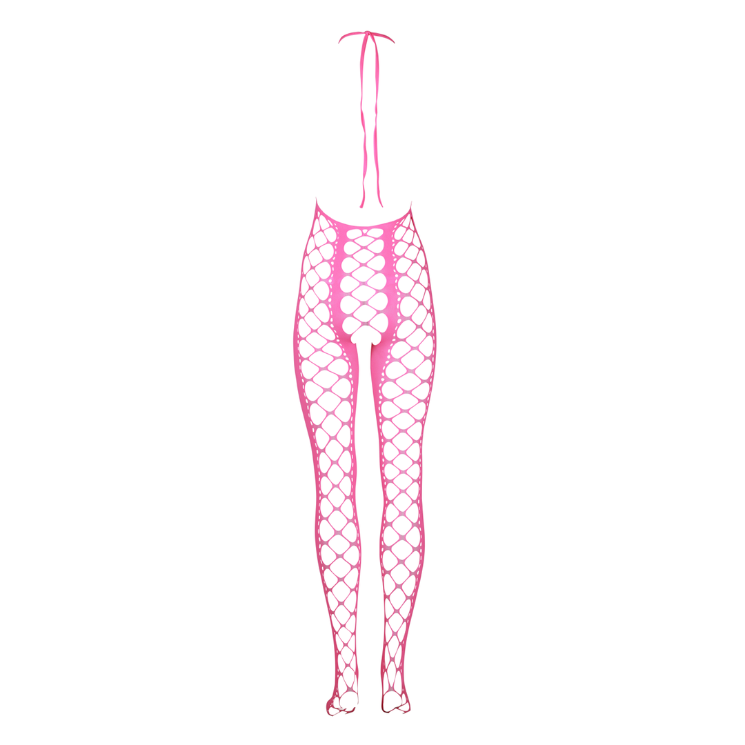 Ouch! by shots Bodystocking met Halterneck - One Size - Neon Pink (8714273493514)