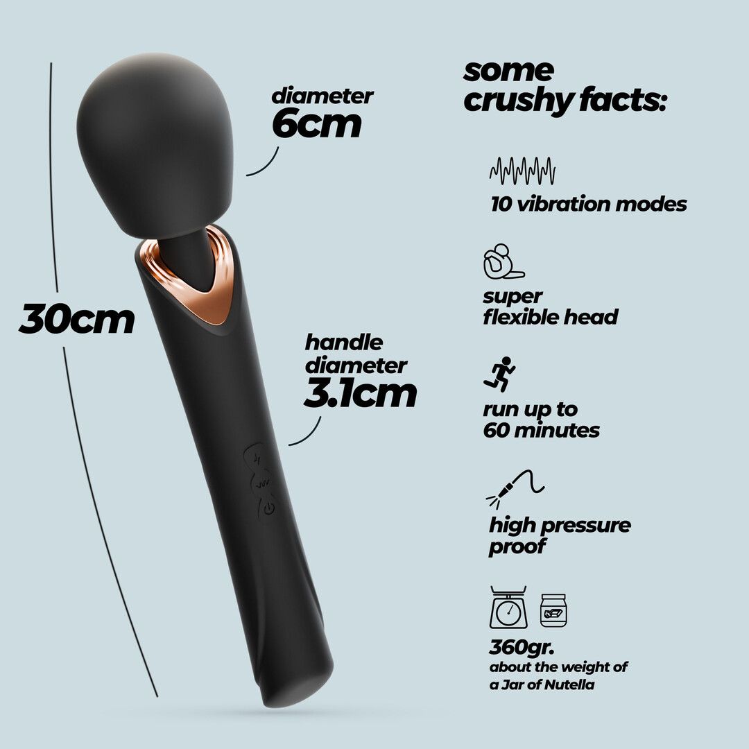 Crushious Holly - Rechargeable Wand Massager - Black (7403254162105)