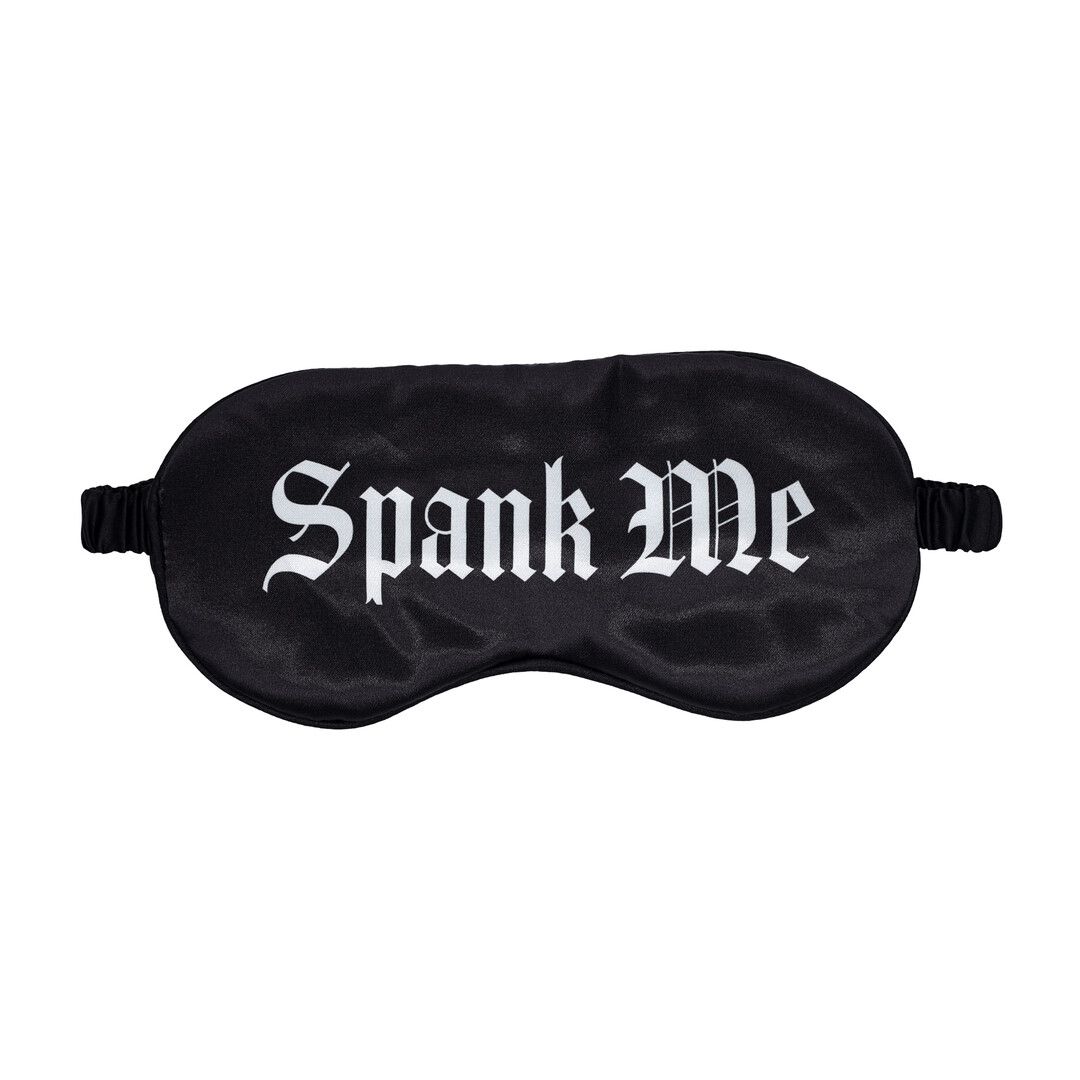Ouch! by shots Spank Me - Gedrukte Satijnen Masker - Zwart (8714273028471)