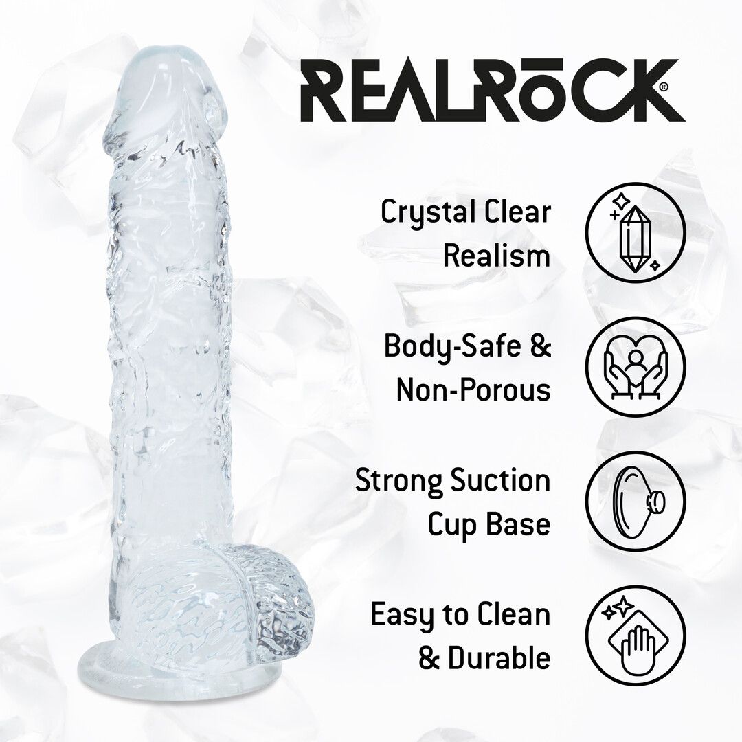 Realrock by shots Realistische Dildo met Ballen - 5 / 12,7 cm - Transparant (8714273061522)