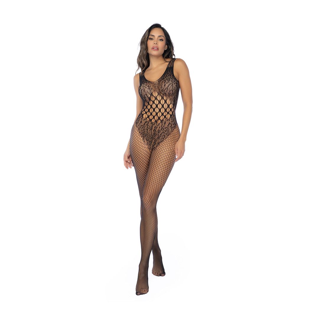 Mapalé Leopard Fishnet Bodystocking - Één maat - Zwart (190602299091)