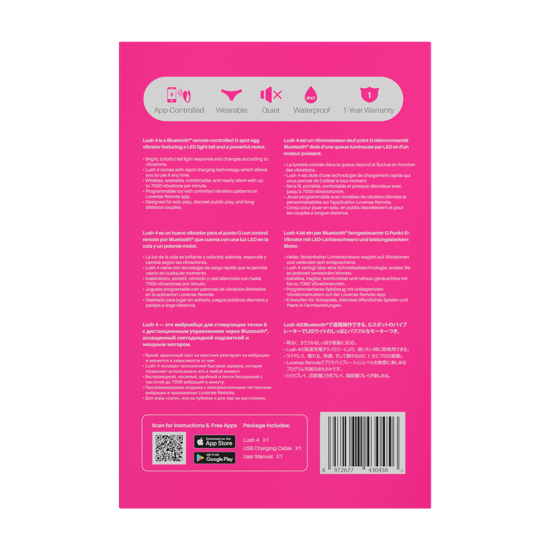 Lovense Lush 4 - Krachtige App-gestuurde Draagbare G-spot Ei Vibrator - Roze (6972677430456)