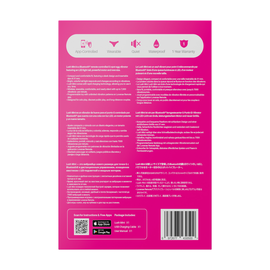 Lovense Lush Mini - Krachtige Afstandsbediende Draagbare G-Spot Ei Vibrator - Roze (6972677430500)