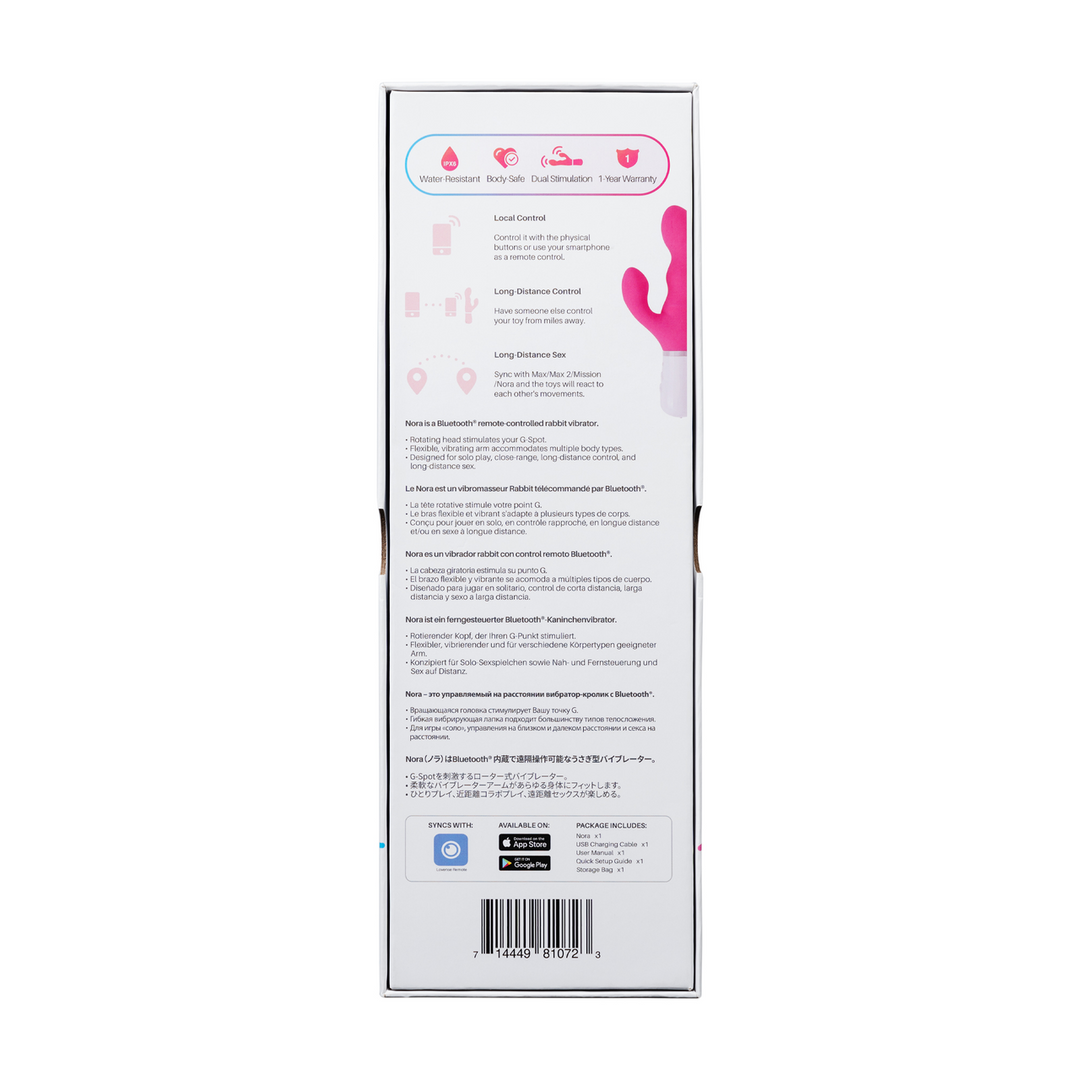 Lovense Nora - Bluetooth Afstandsbediening Konijnen Vibrator - Roze (714449810723)