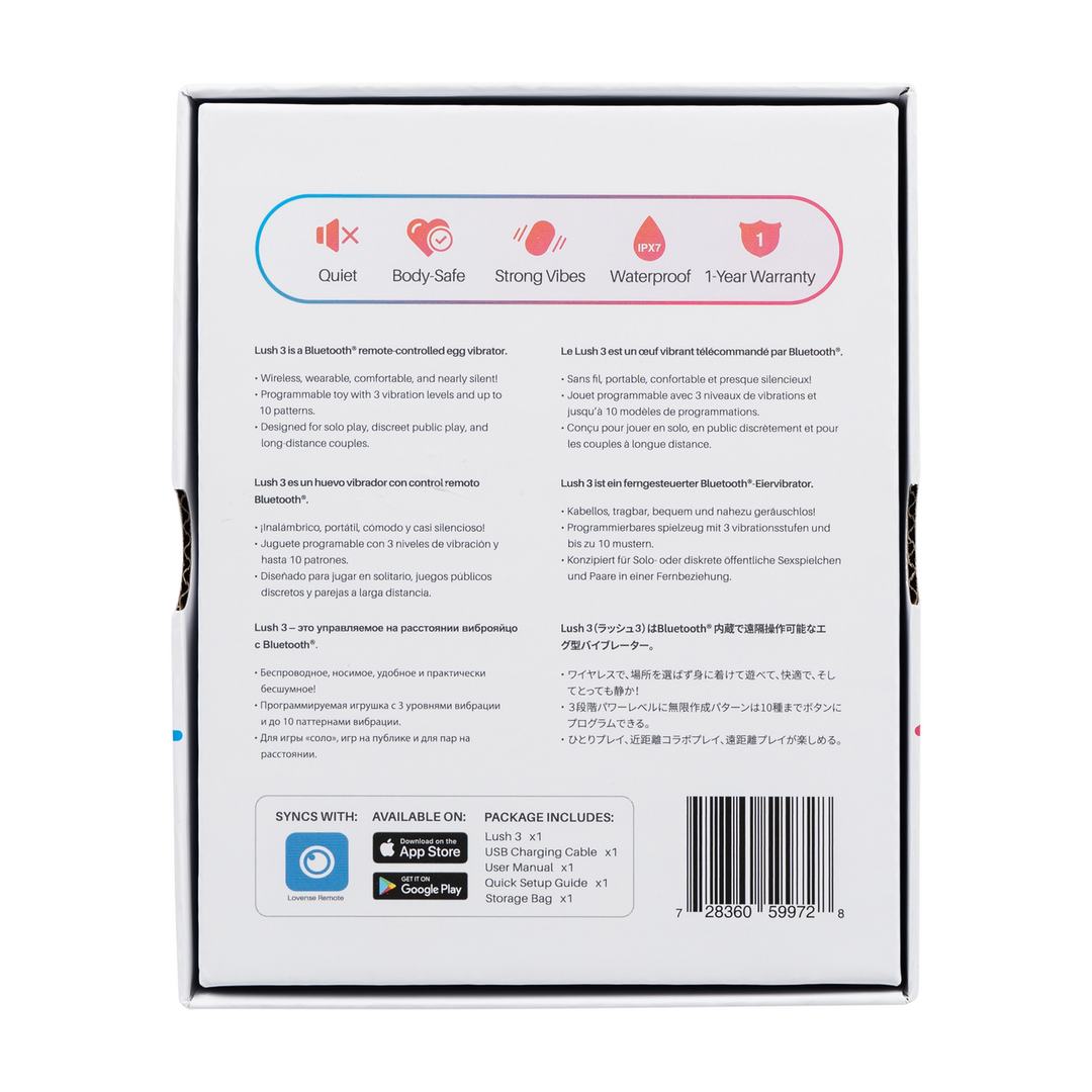 Lovense Lush 3 - Krachtige App-gestuurde Draagbare G-spot Ei Vibrator - Roze (728360599728)