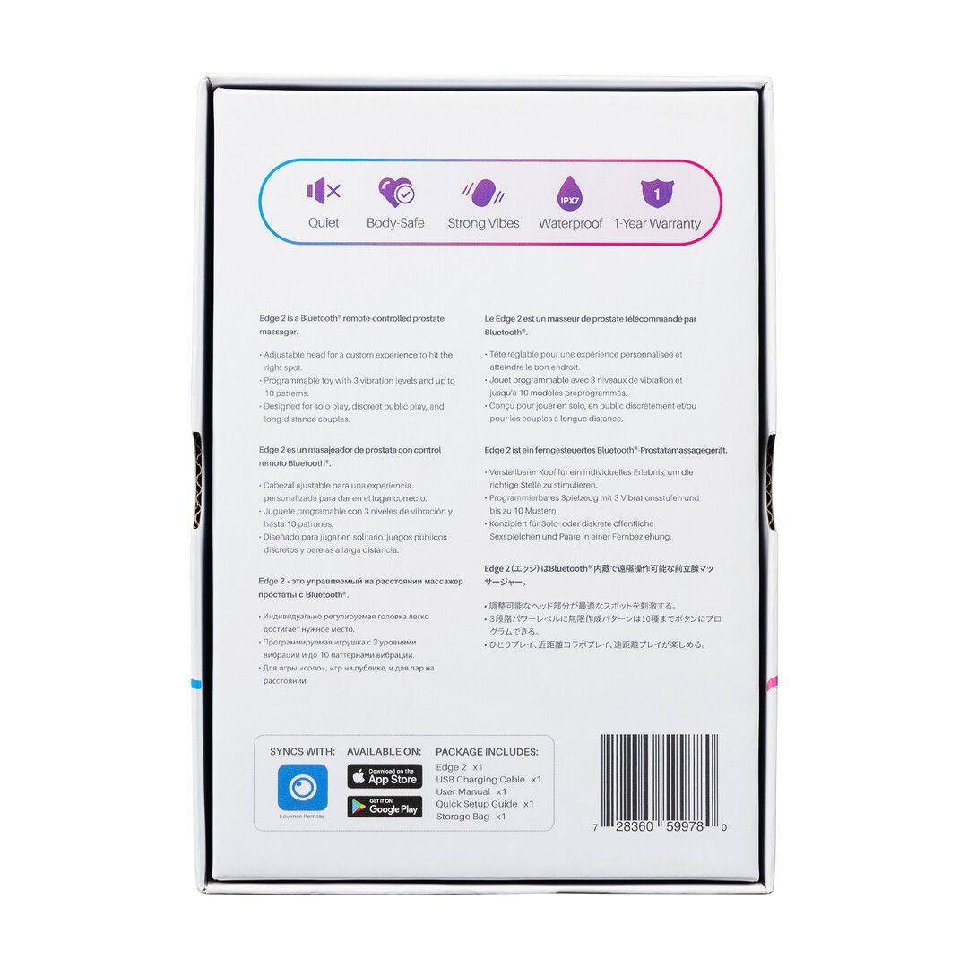 Lovense Edge 2 - Verstelbare Dual-motor App-gestuurde Prostaatmassager - Zwart (728360599780)