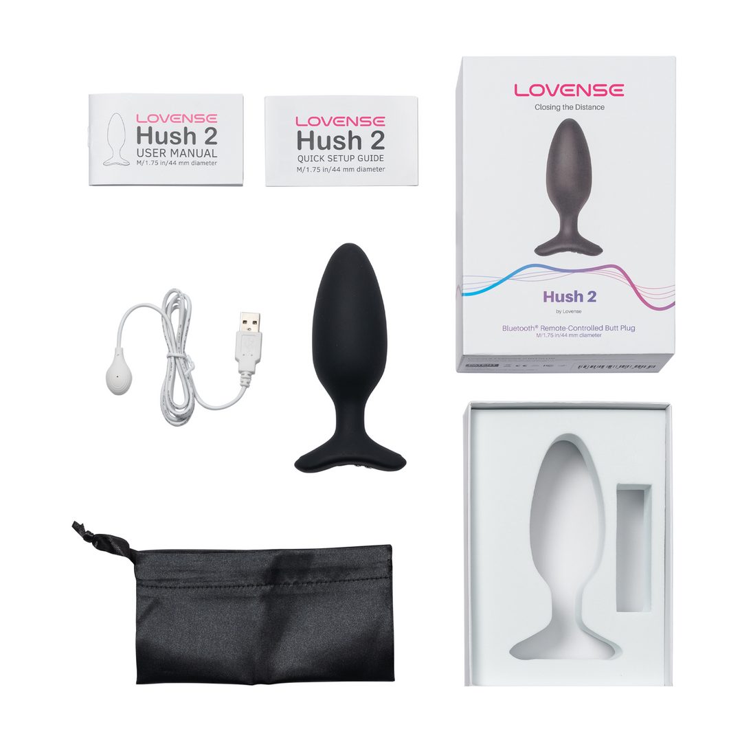 Lovense Hush 2 - App-bestuurde Vibrerende Buttplug - 1,75 / 4,4 cm - Zwart (728360599810)