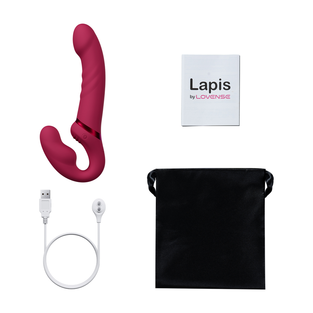 Lovense Lapis - App-gestuurde Dubbel Eind Vibrerende Strapless Strap-on - Rood (6972677430227)