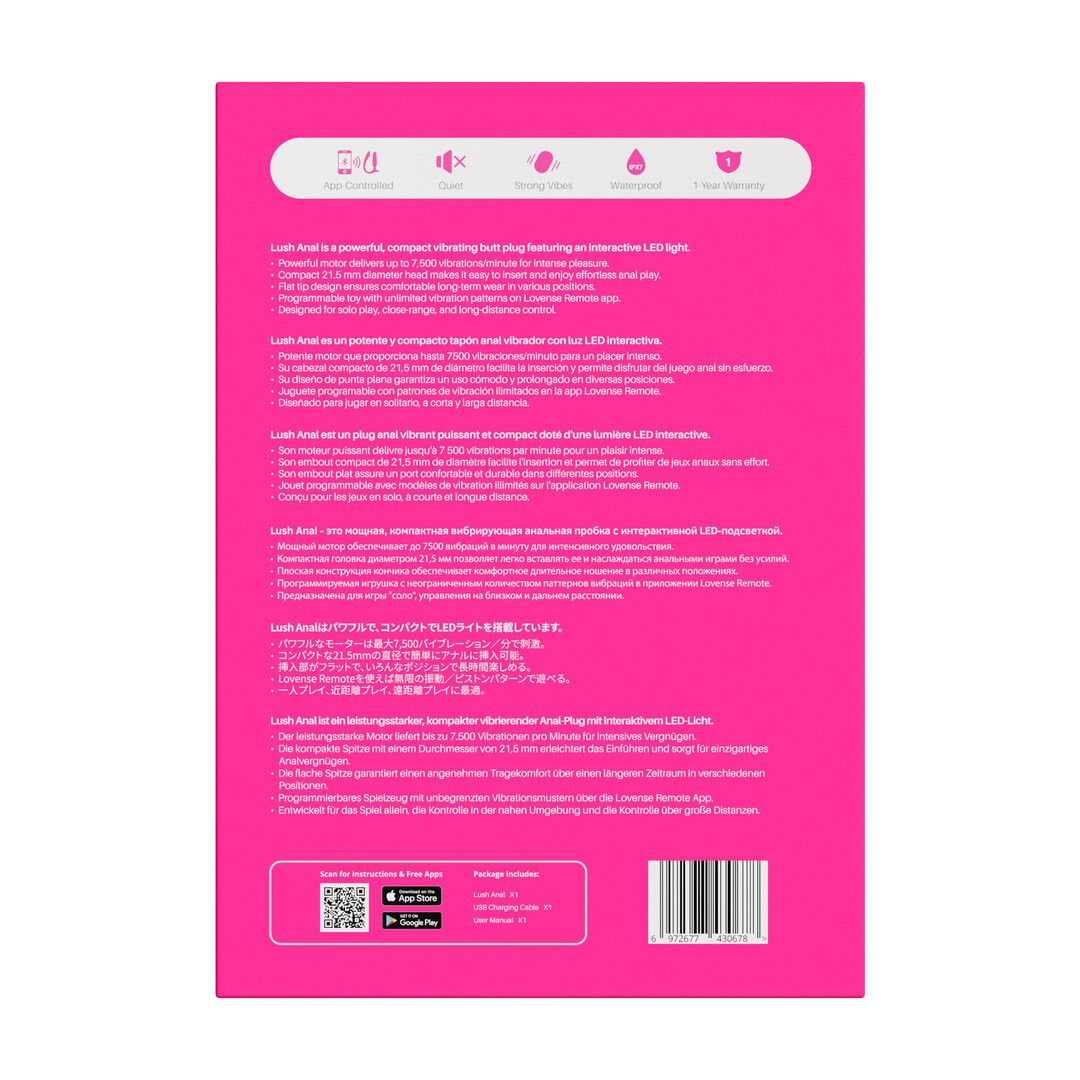 Lovense Lush Anal - Afstandsbediende Kleine Anale Vibrator - Roze (6972677430678)